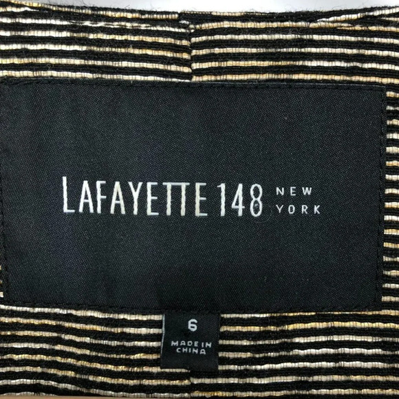 Lafayette 148 Bronze Black Metallic  Geometric print Ikat Jacket Zip Blazer 6 - Picture 3 of 16